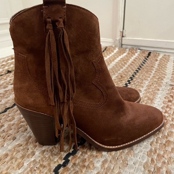 Ash suede leather cowboy boots bootie tassel size 40 - Picture 4 of 10